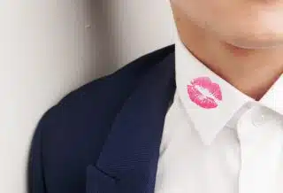 kiss mark, collar, man