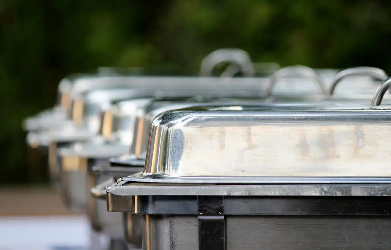 warming containers, buffet, meal