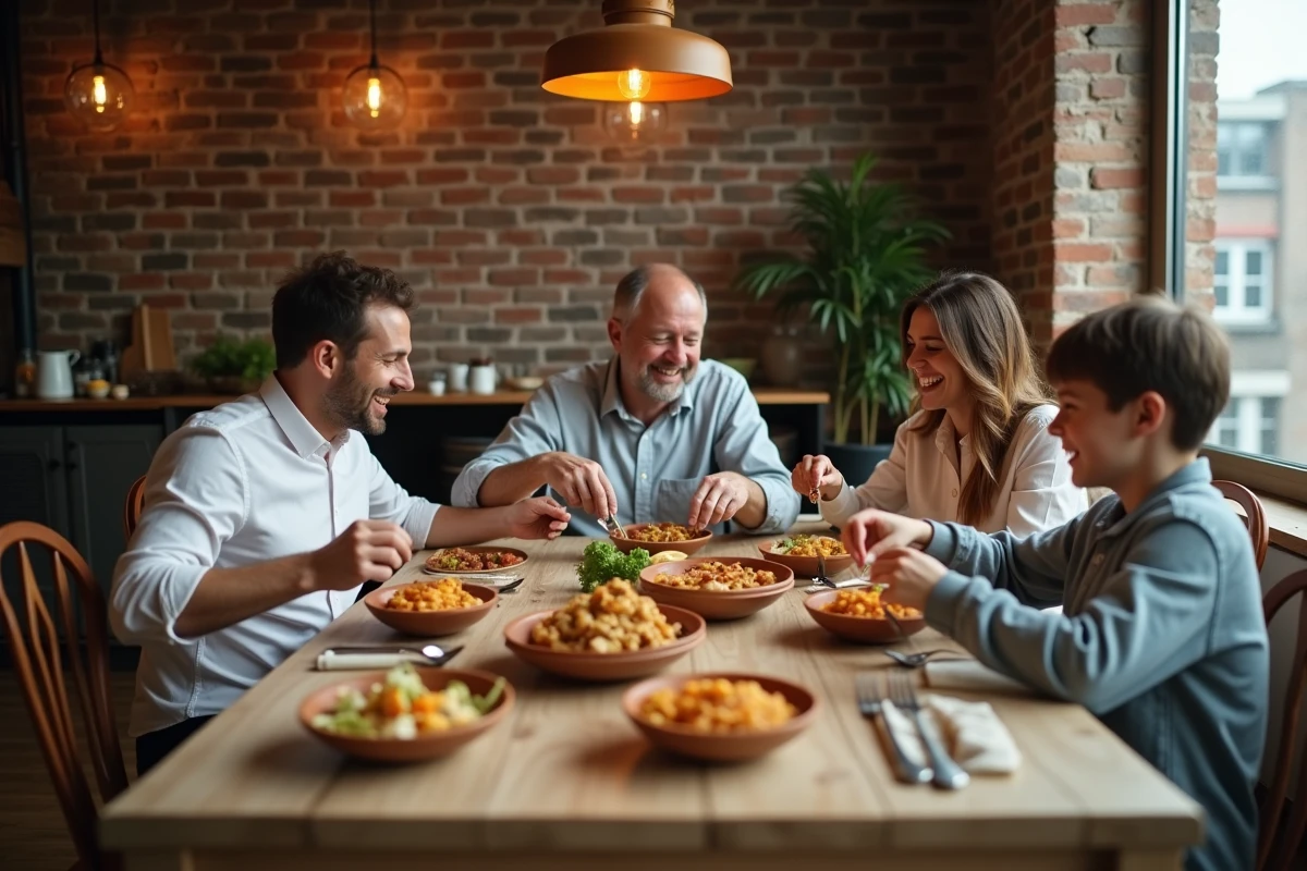 Famille réunie autour d'un repas fait maison inspiré par les idées de cuisine quotidienne MYN Idee