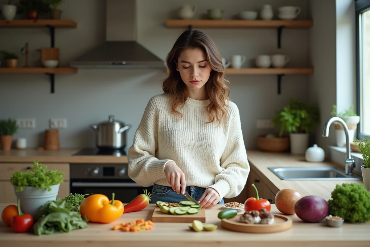 Jeune femme mangeant des aliments faibles en calories