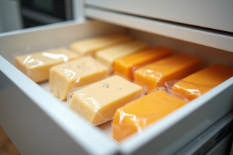 Assortiment de fromages dans un congélateur moderne