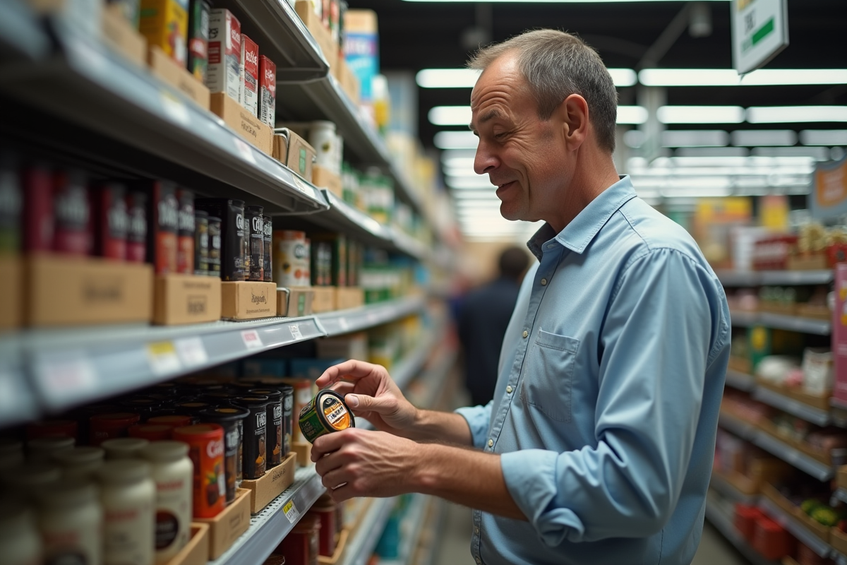 Homme triant des capsules de café en magasin