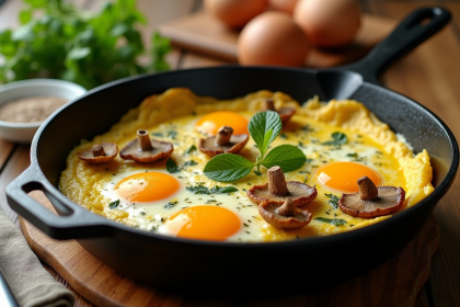 Omelette rustique aux girolles et herbes fraîches
