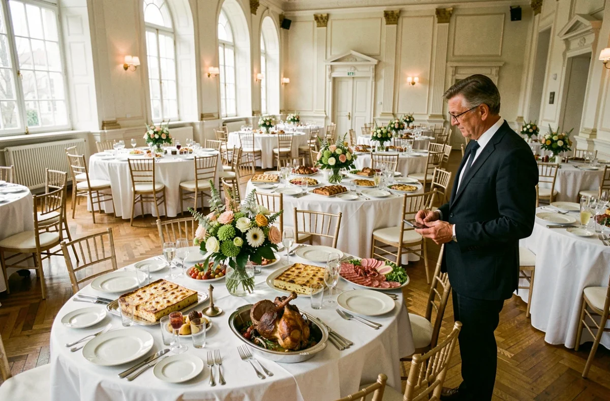 Réception de mariage avec buffet régional traditionnel organisé par Traiteur Garrat dans une salle de Saint-Étienne